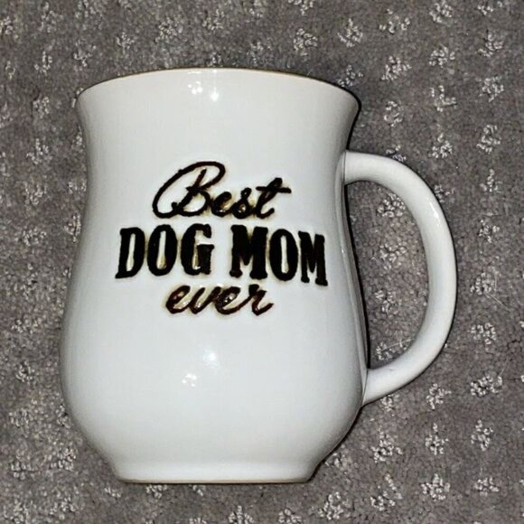 Spectrum Designz Best Dog Mom Ever Mug 16 oz Gift Light Gray Metallic Engraved - Picture 2 of 5